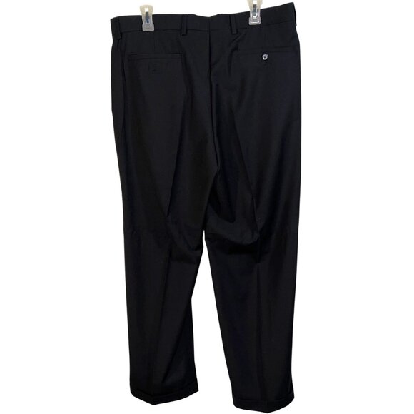 Louis Raphael Mens Black Tailored Pleated Dress Pants 36 X 30 Polyester Blend - Picture 2 of 4